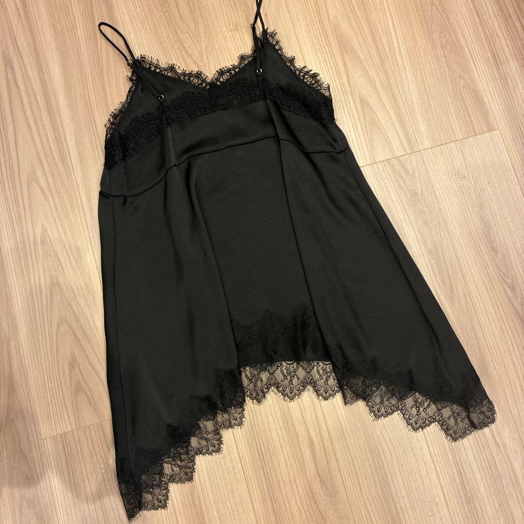 【ほぼ未使用】ラウンジドレス　レースキャミ　ブラック
