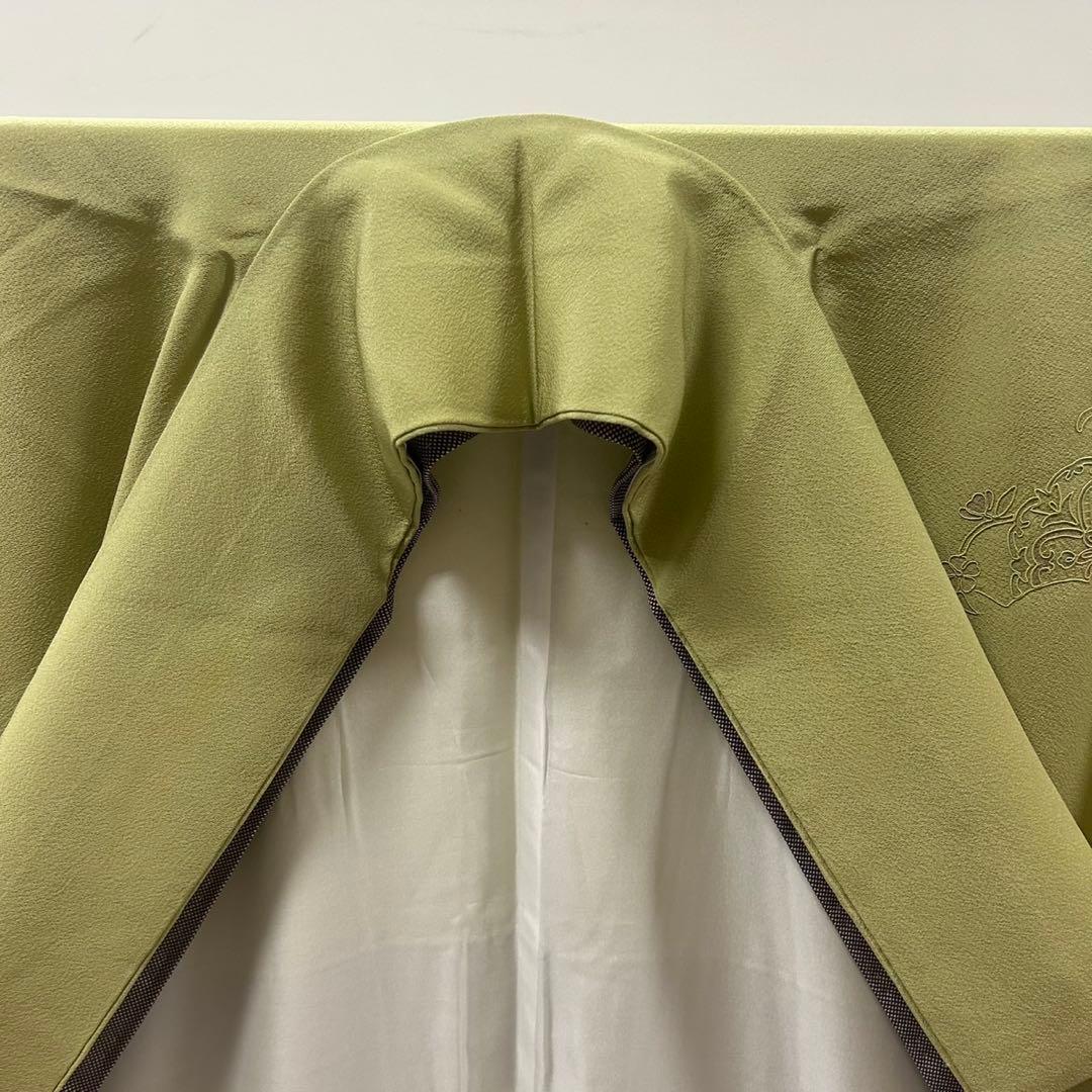 なか様　AK-4479 汕頭刺繍 蘇州刺繍 薄抹茶 裄67 紋無し 付下げ