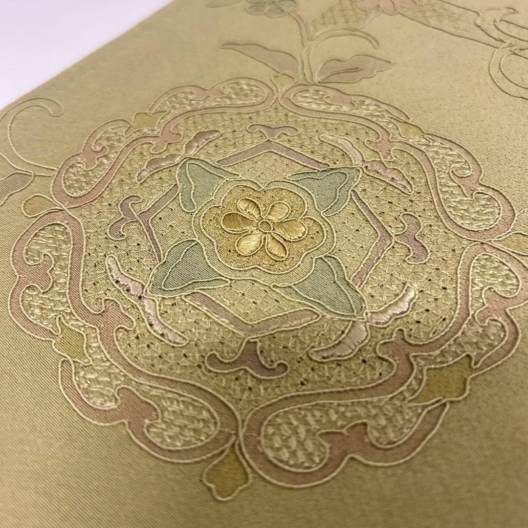 なか様　AK-4479 汕頭刺繍 蘇州刺繍 薄抹茶 裄67 紋無し 付下げ