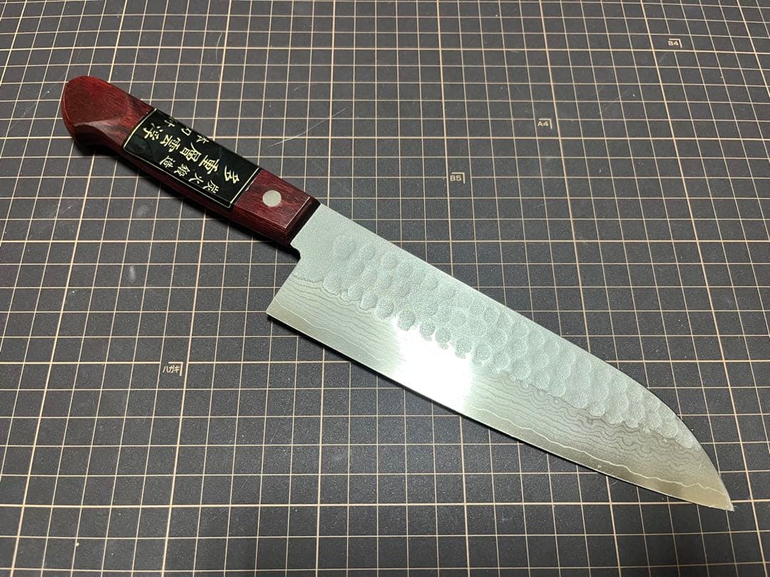 金紙鋼 ゴールドスーパー 安来鋼 三徳包丁 秘蔵炭打ち 多重層雲浮 本刃付 新品