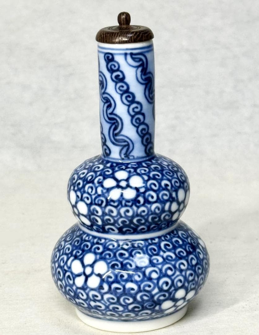 染付 振出し 紫檀蓋 雅城造 在銘 ウブ品 入手困難 日本骨董 WWTT280