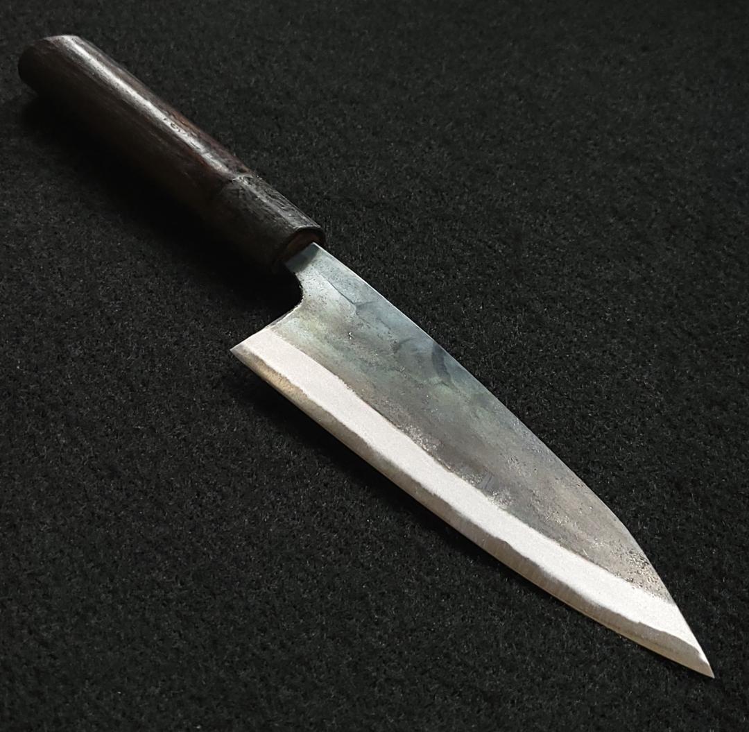 白紙1号 黒打 万能包丁 150㎜ G8041 焼柄 月光作　手作り