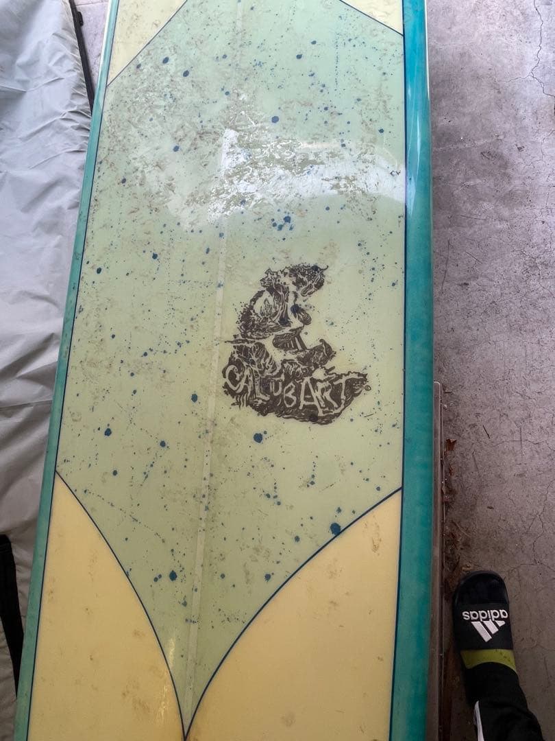 ロングボード 9'6\" 青ハードケース、フィン&リーシュコード付き　引き取り限定