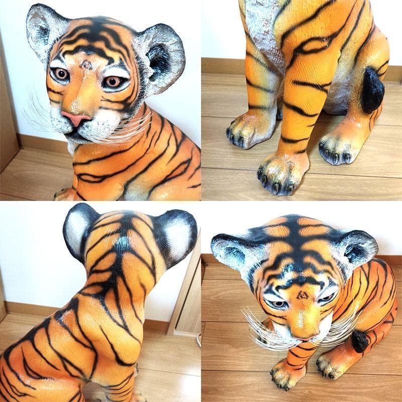 本物そっくりのトラ 置物 チャイルドタイガー オブジェ 子虎 ヴィンテージ 新品