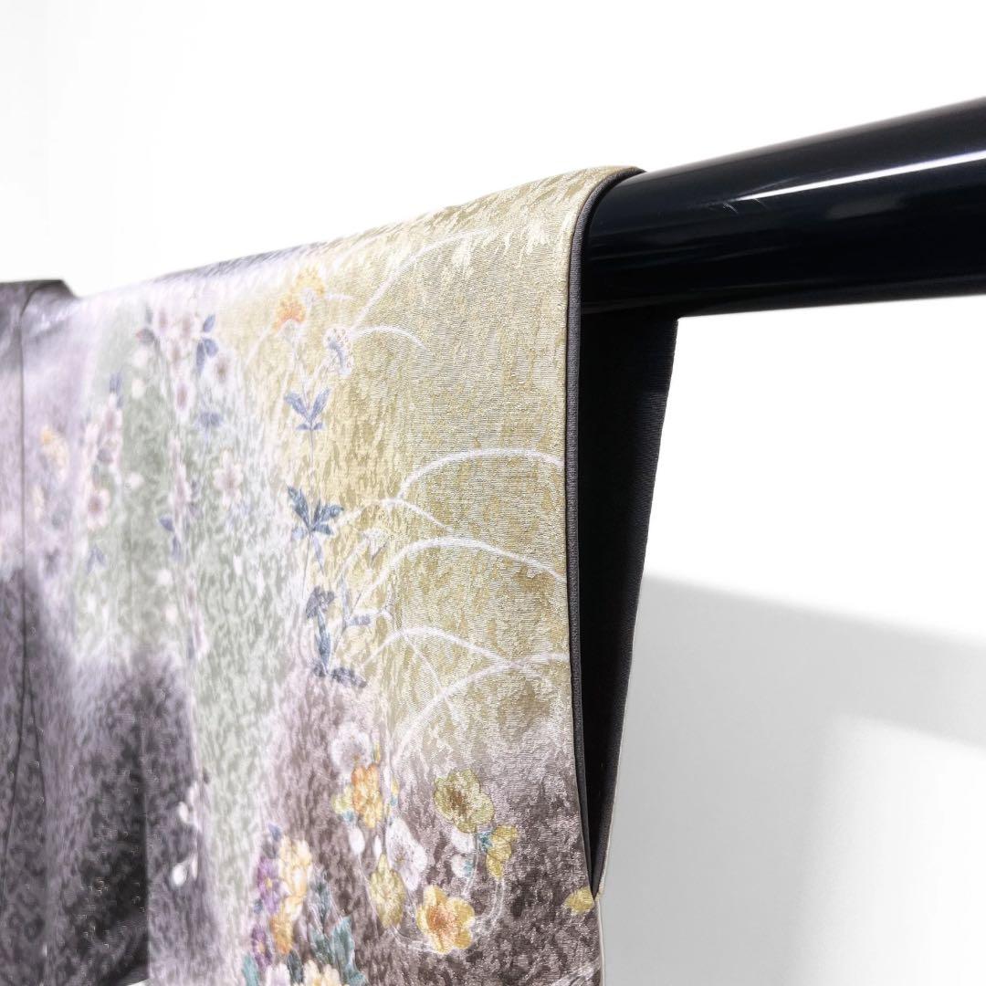 訪問着　金駒刺繍　金通し　道長取り　牡丹　梅　桔梗　桜　菊　着物　084w d