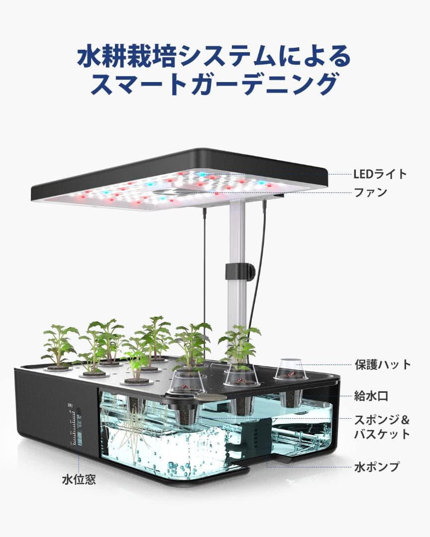 ☆水耕栽培 セット 室内 植物育成LEDライト付き