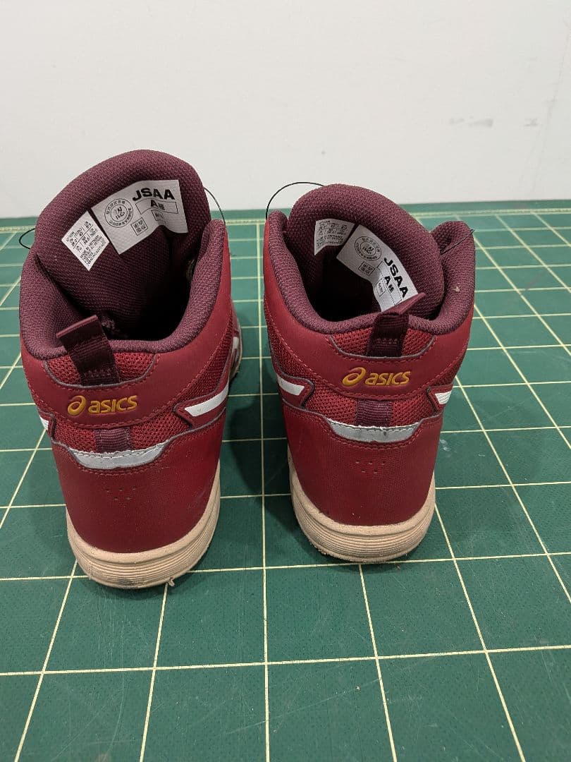 アシックス　ウィンジョブ　安全靴　赤 ワインレッド