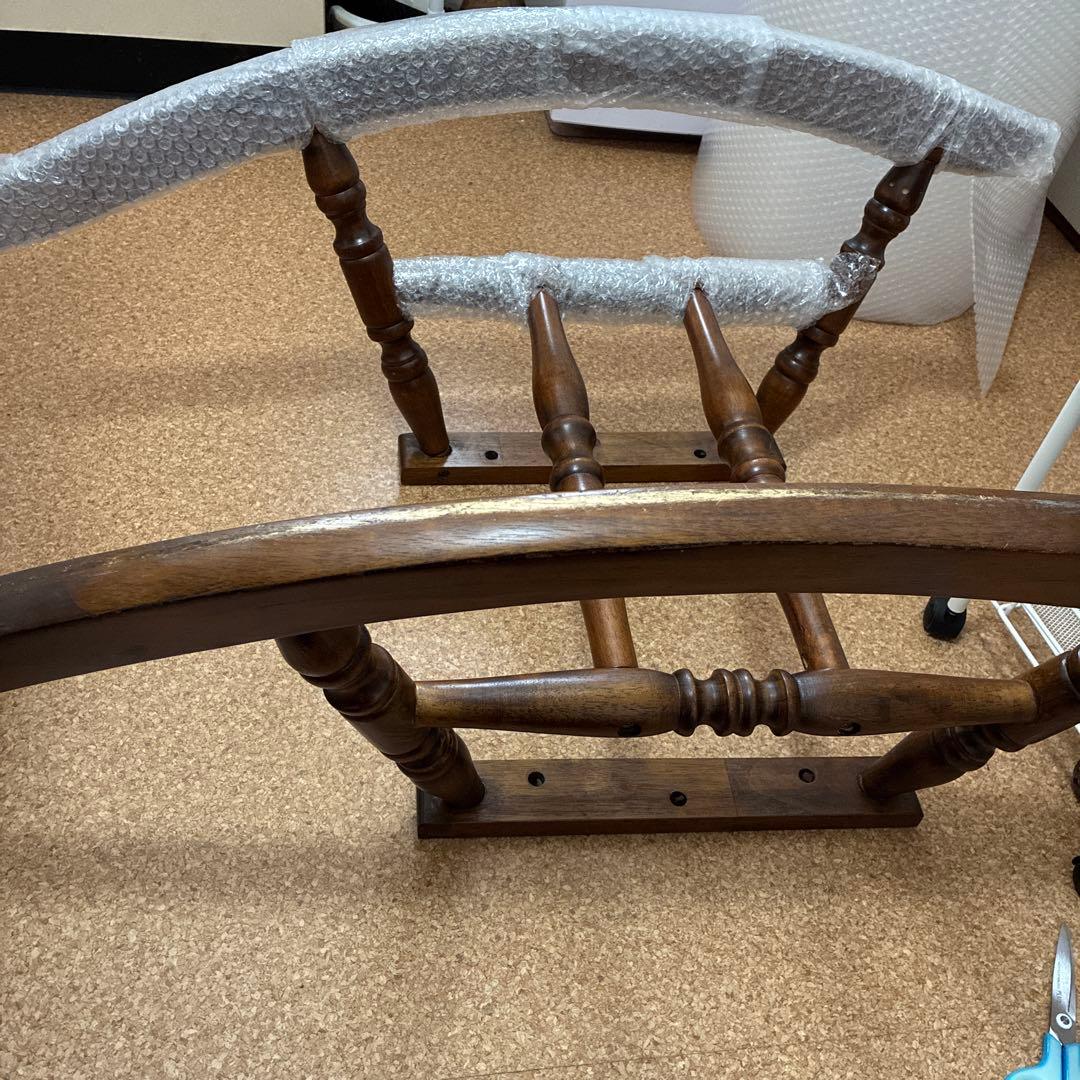 不二貿易　木製　ロッキングチェア 椅子　肘掛け付 彫刻