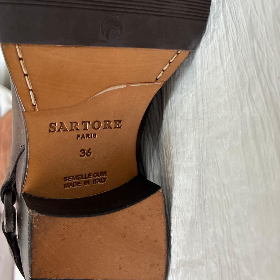 【ちよみ】サルトル ジョッキーブーツ 茶 36(約23cm) スウェード