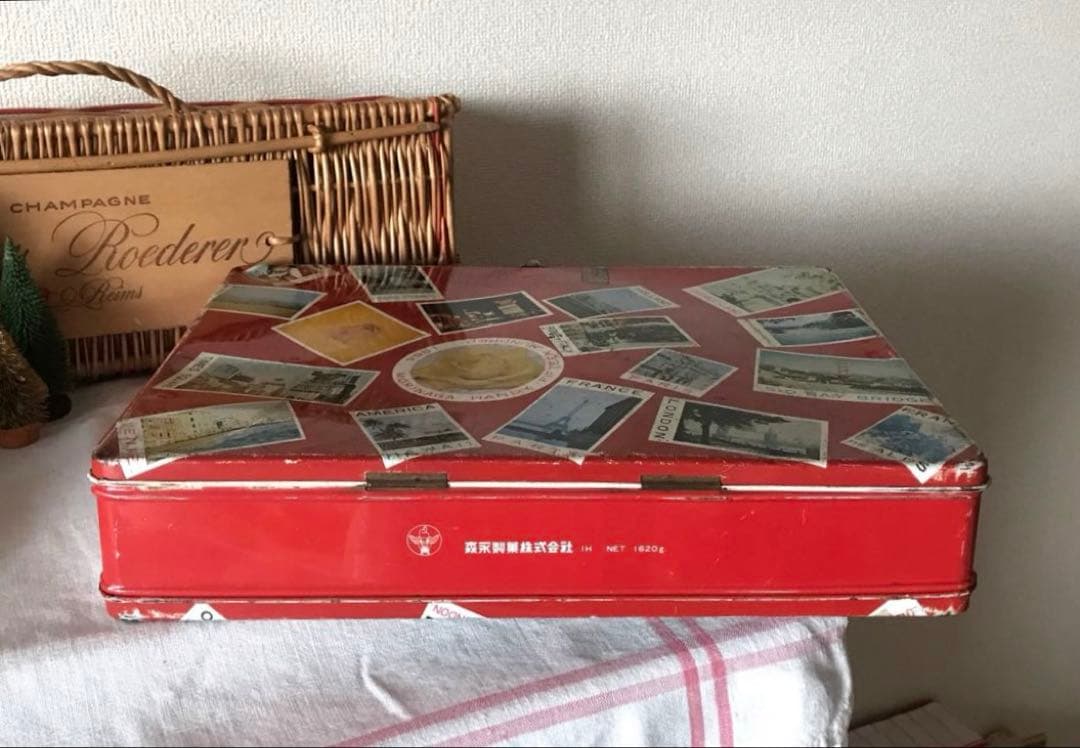レア　昭和レトロ　スーツケース　トランク　TIN 森永お菓子缶　ヴィンテージ