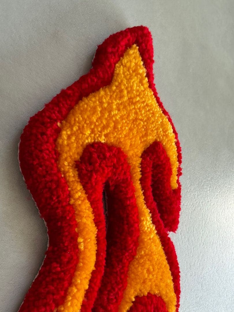 古着 ビンテージ ラグ マット ファイヤーパターン インテリア 置物 美品 希少