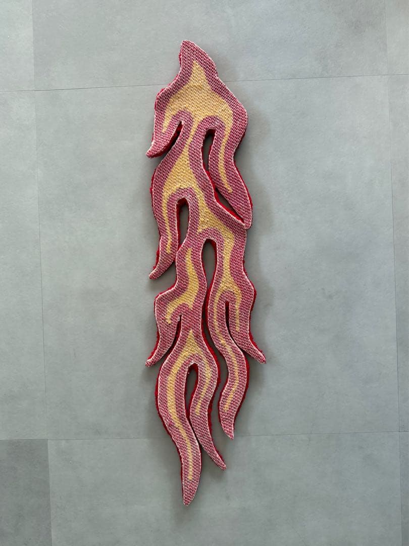 古着 ビンテージ ラグ マット ファイヤーパターン インテリア 置物 美品 希少