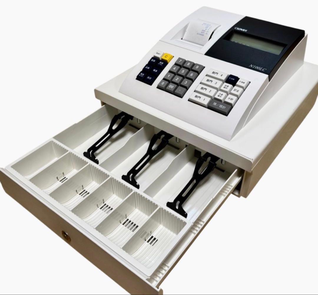 【美品】CLOVER 電子レジスター N100LC レシートロール17個付き