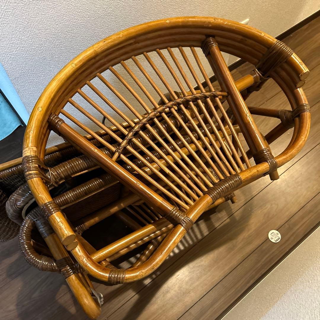 KAZAMA カザマ　ラタン　籐製　3段階調整可能リクライニングチェア