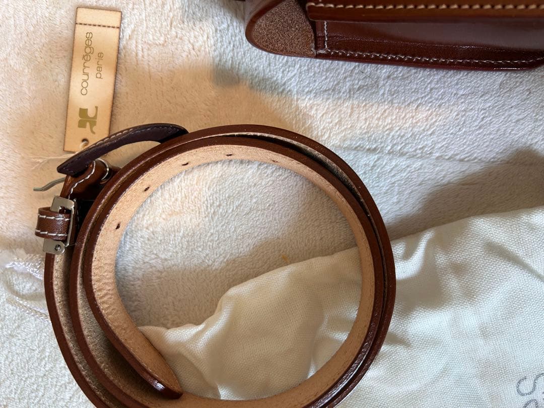 クレージュ　ブラウンレザー　ウエストポーチ