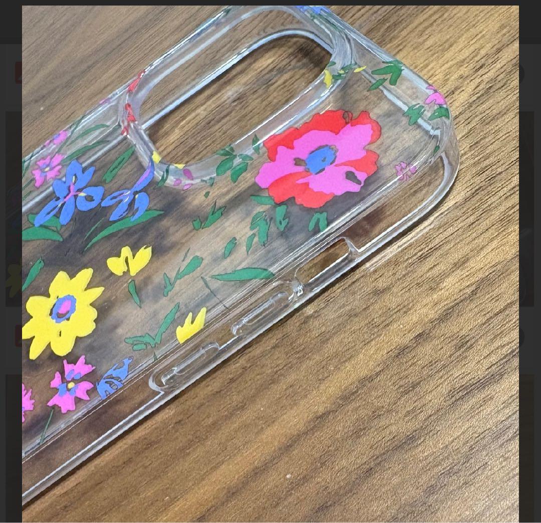 KATE SPADE iPhone14Proスマホリング付属 クリームマルチ1