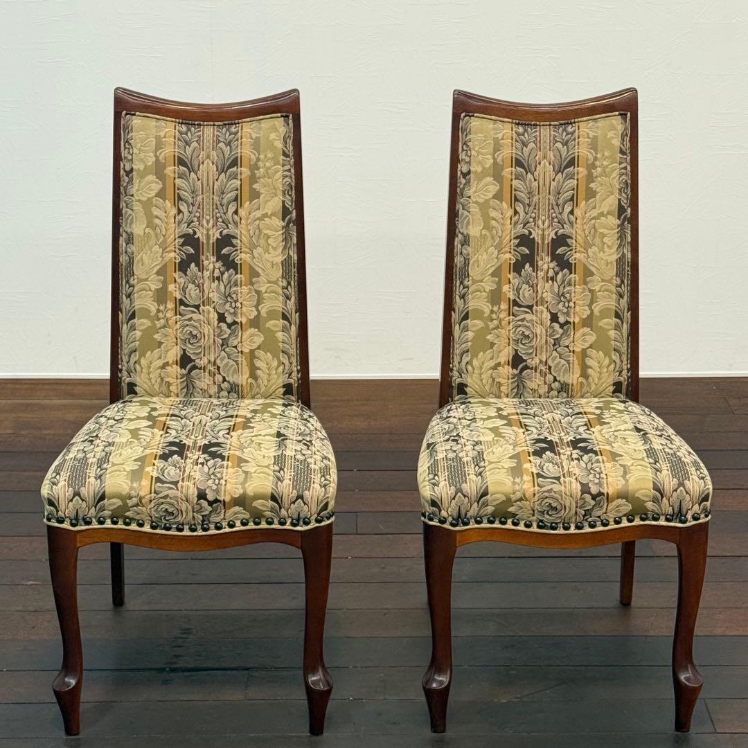 H21K17b マルニ木工 ベルサイユ 猫脚 ダイニングチェア2脚セット