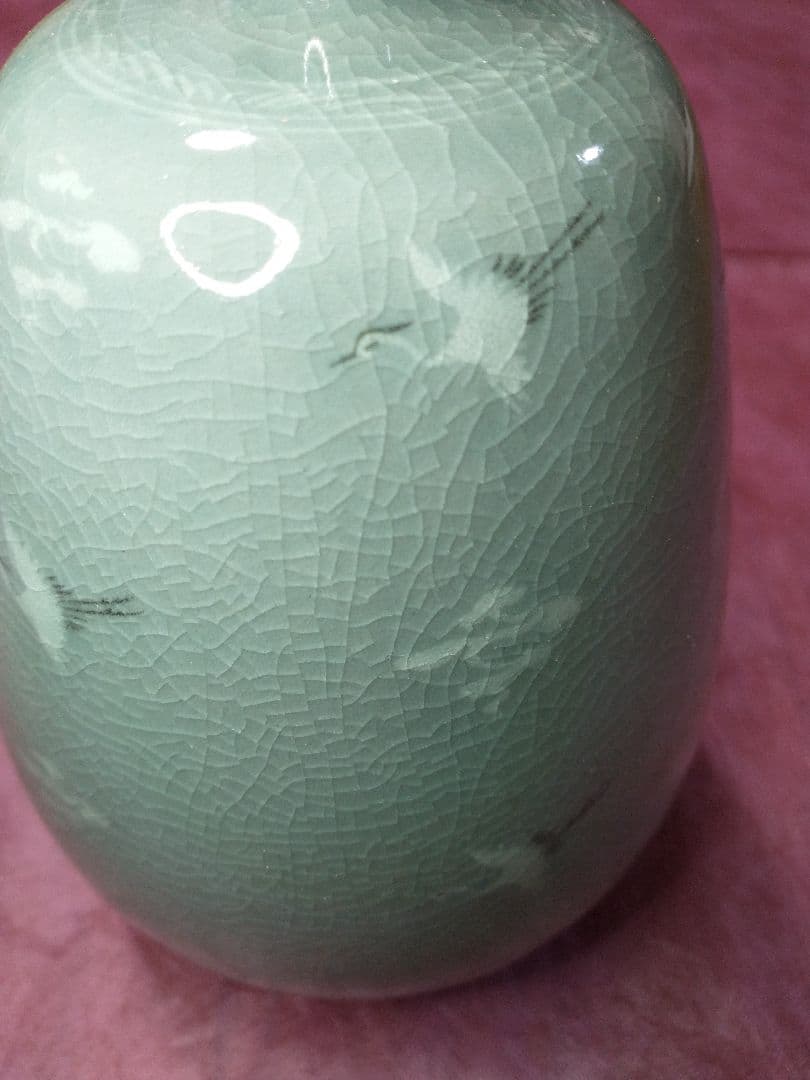 青磁　花瓶 韓国人間国宝 柳海剛作