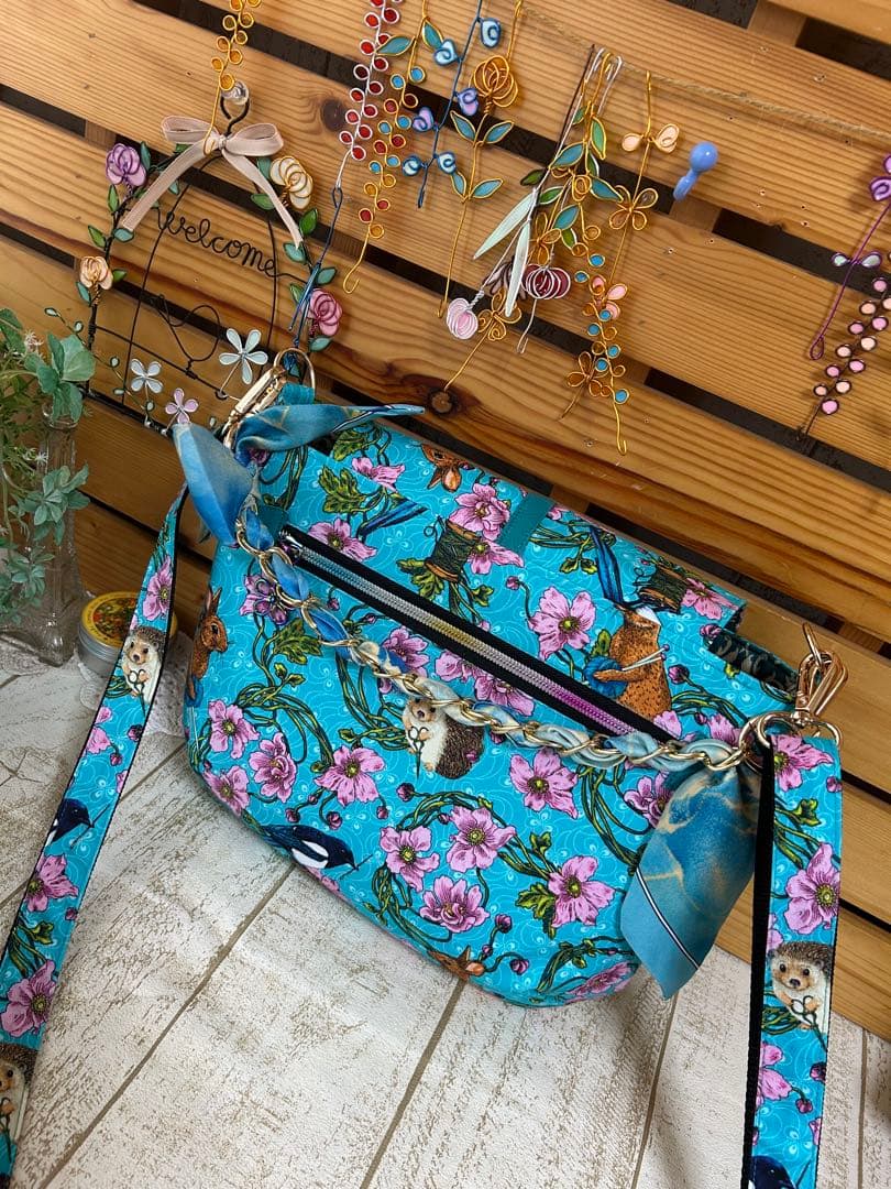 バロン♡花うさぎハリネズミ♡丸底　2wayショルダーバッグ