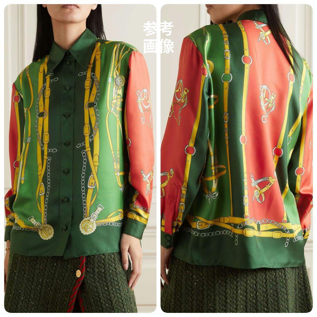 希少モデル【極美品】グッチ 総柄シルクシャツ GGマーモント 大きいサイズ 現行