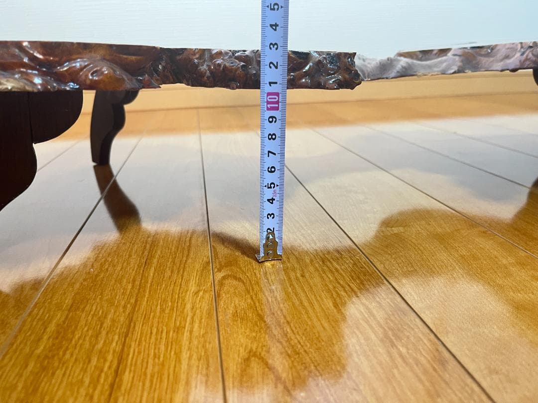 【天然一枚板】飾り台 盆栽台 花瓶台 座卓 足付き 大型 希少【光沢仕上げ】