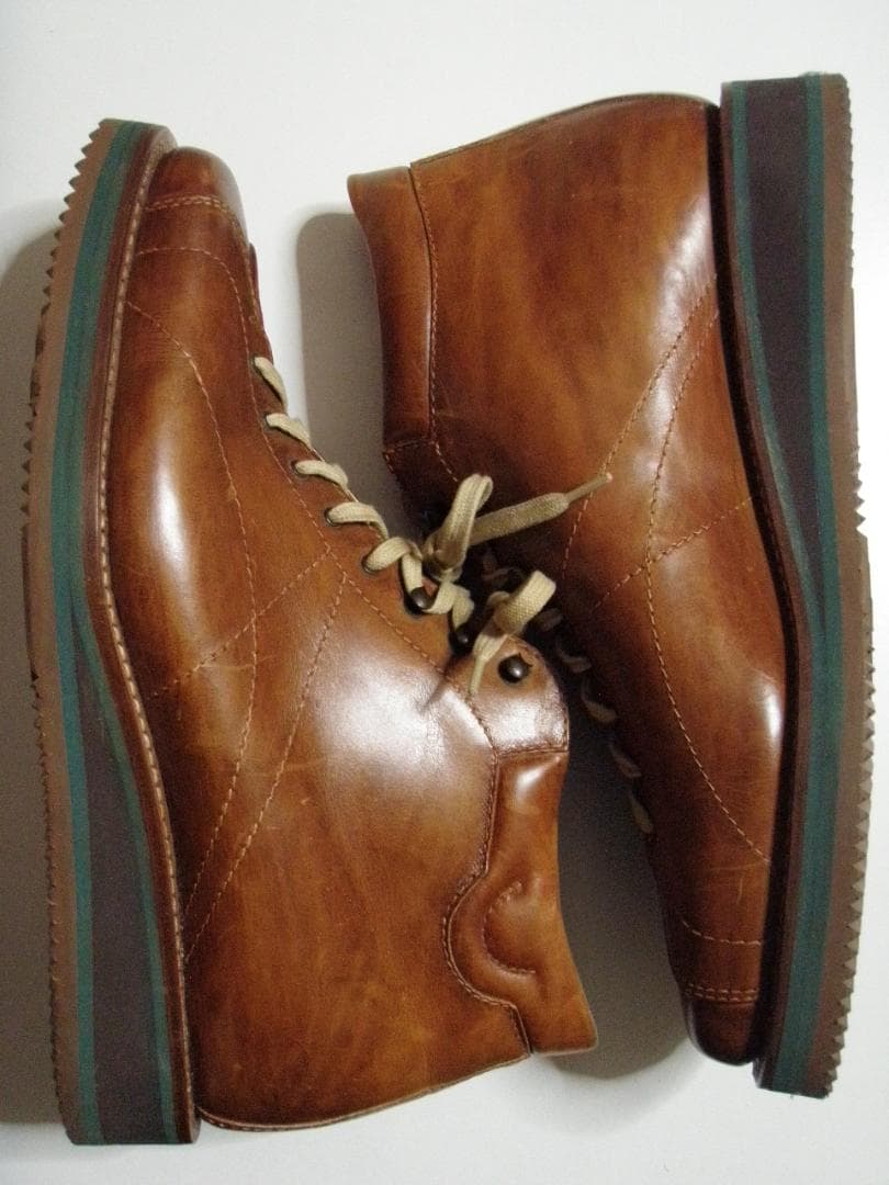 40 イタリア製 ダミアーノ キャッピーニ モンキー ブーツ レザー 革靴 茶