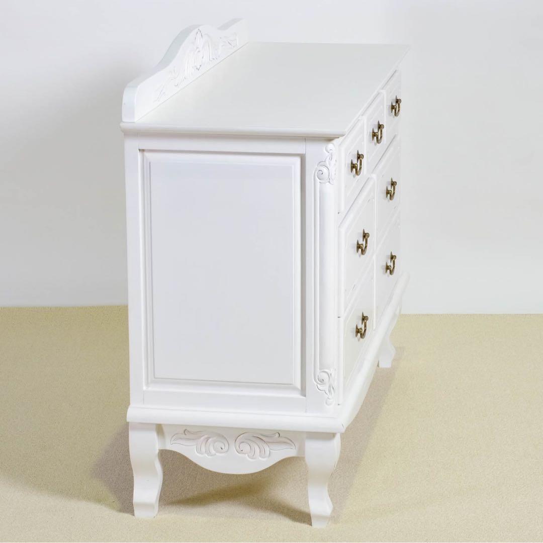 C 新品 アンティーク チェスト 110 白 リビング収納 タンス ホワイト