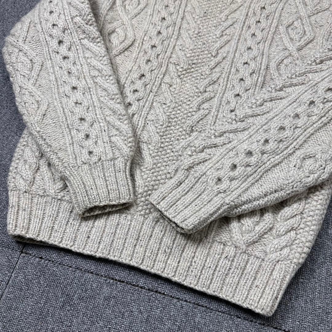 90s J.PRESS シルク混 ウール アランニットセーター ジェイプレス