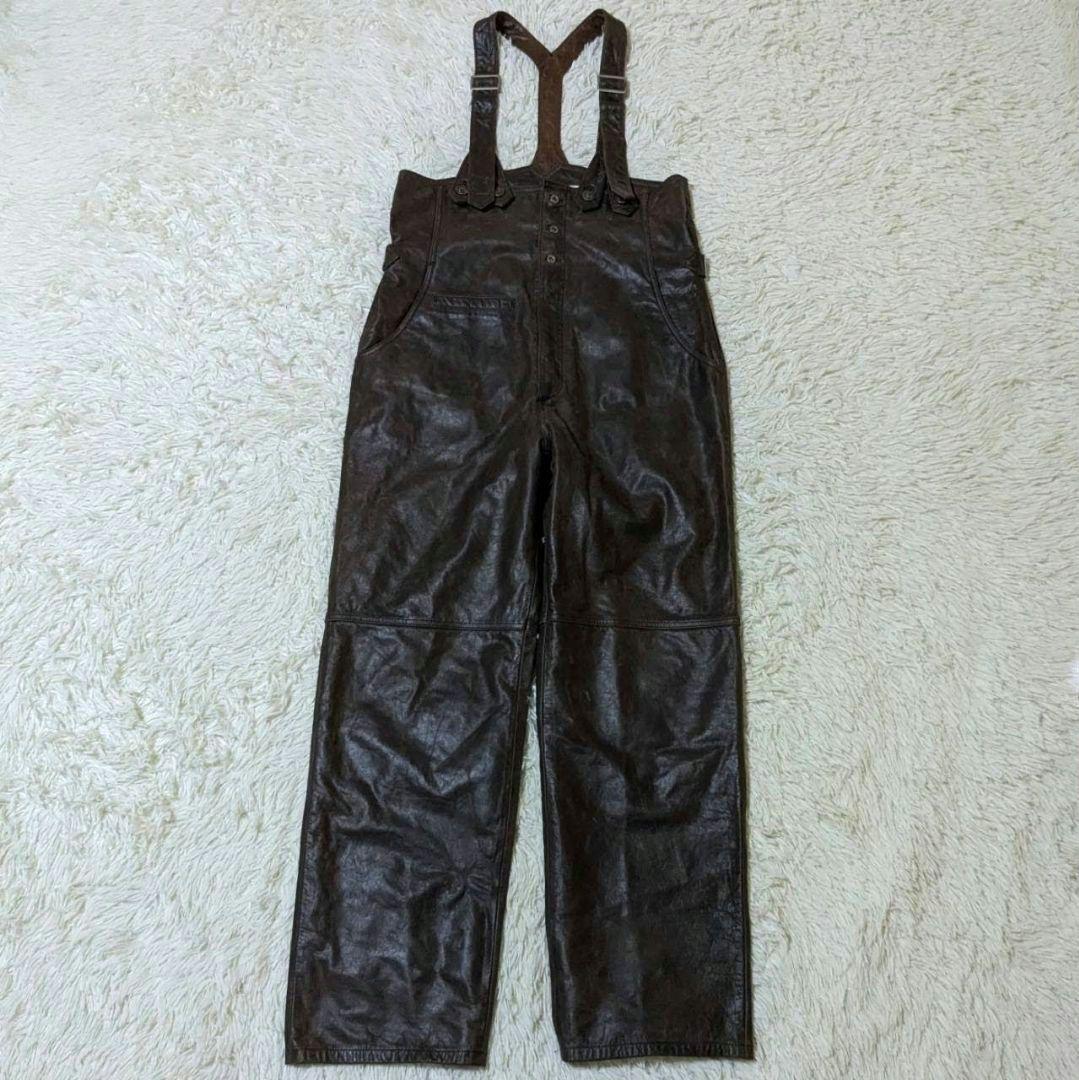 絶賛断捨離テン ハーレーダビッドソン オーバーオール 本革 ダークブラウン