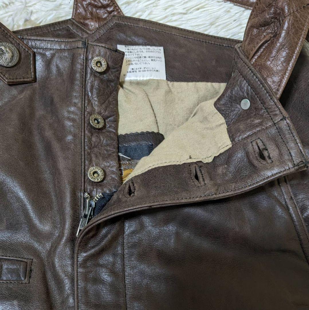 絶賛断捨離テン ハーレーダビッドソン オーバーオール 本革 ダークブラウン