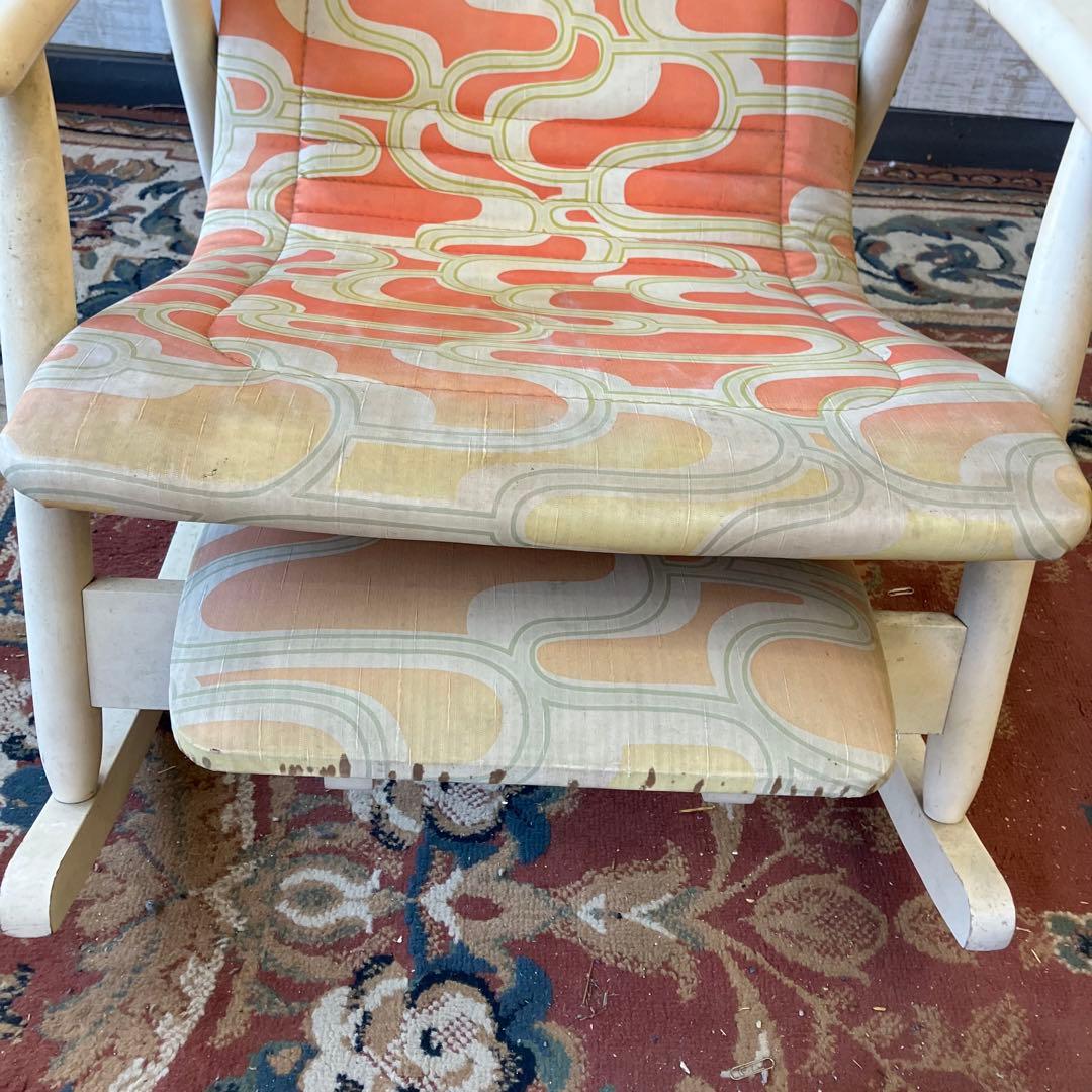 昭和レトロ 松田家具 幾何学柄 木製ロッキングチェア アームチェア ベントウッド