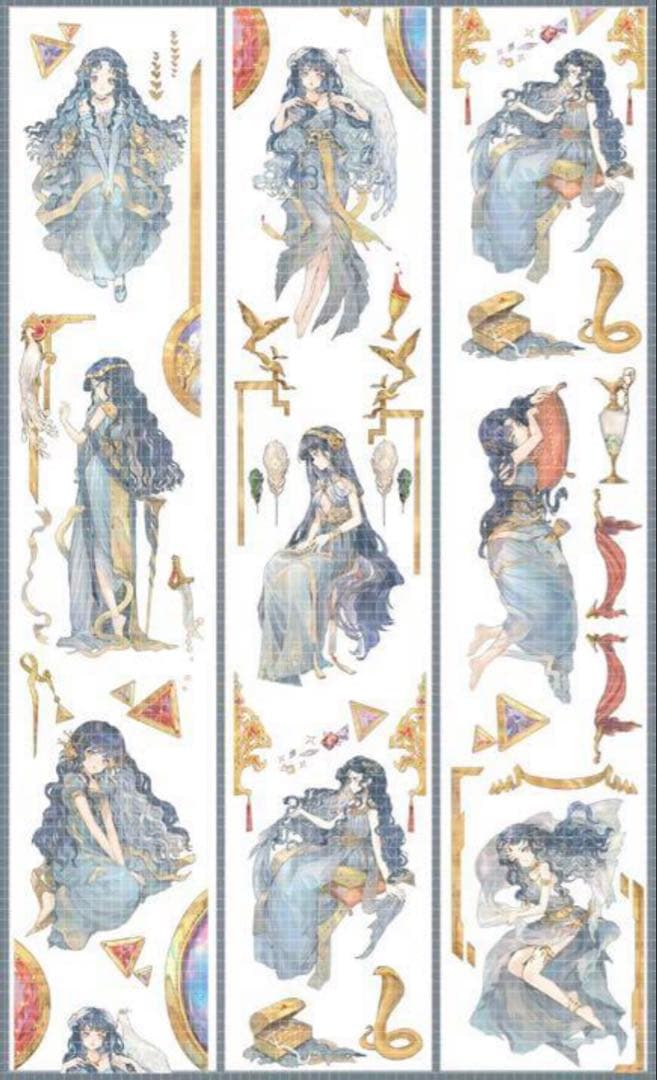 《在庫処分セール》海外　人物　マスキングテープ　墨魚 貝殼光11点、ホロ1点