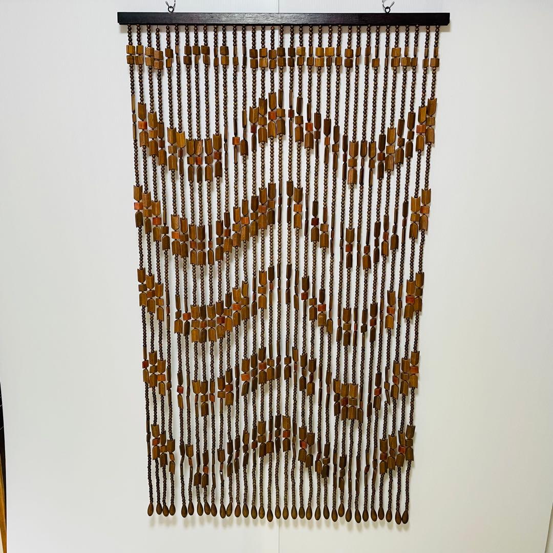 昭和 レトロ 木製 玉 のれん 波状模様