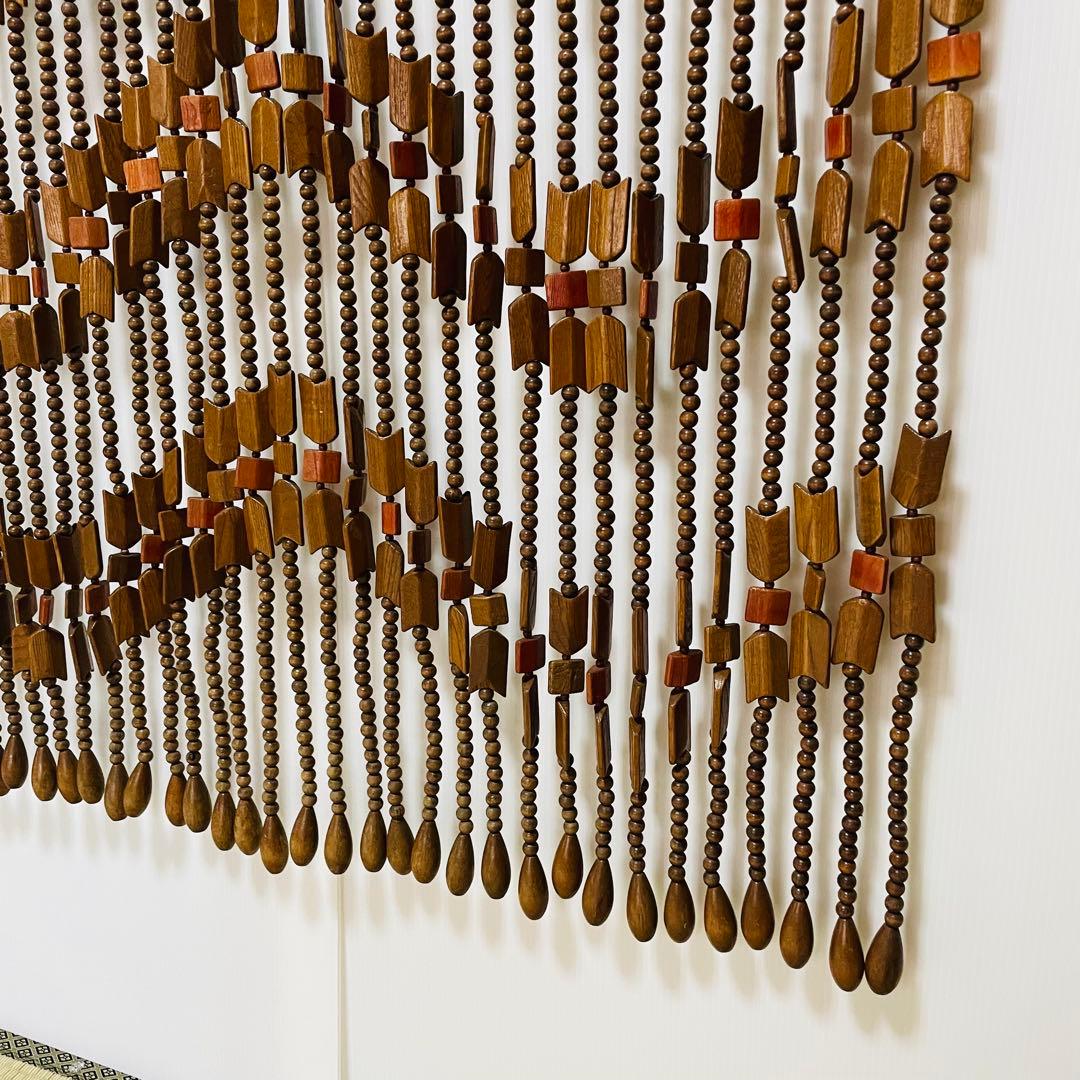 昭和 レトロ 木製 玉 のれん 波状模様