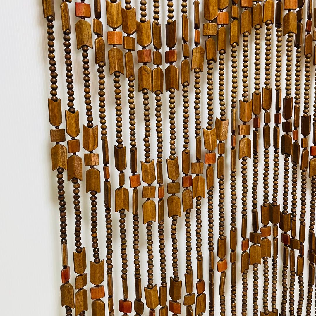 昭和 レトロ 木製 玉 のれん 波状模様