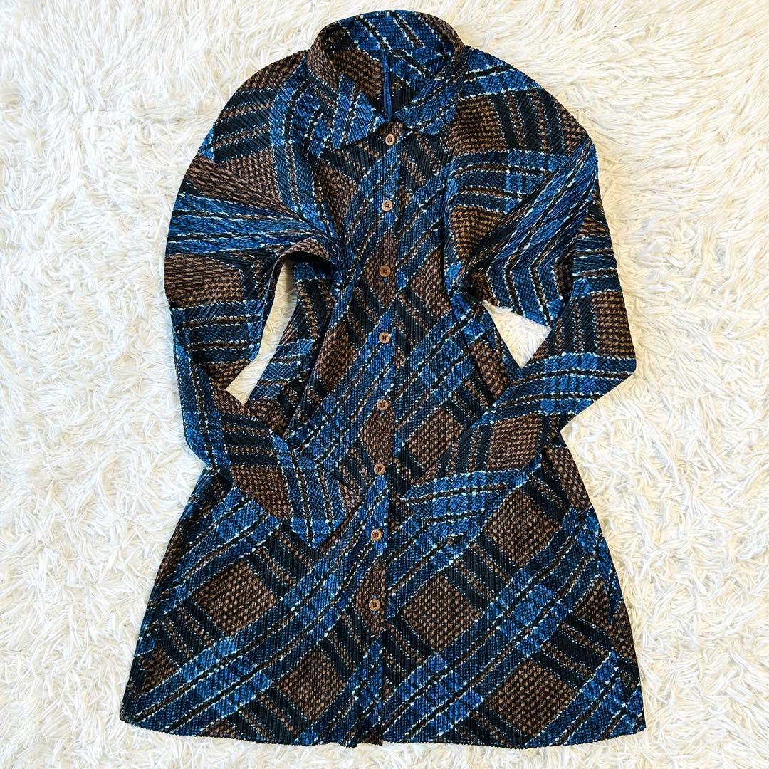 プリーツプリーズ ロングカーディガン バルーンスリーブ イッセイミヤケ