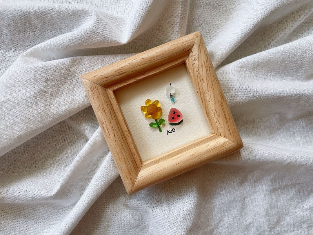 シーグラスアート　オーダー　12ヶ月カレンダー・干支　ミニサイズ