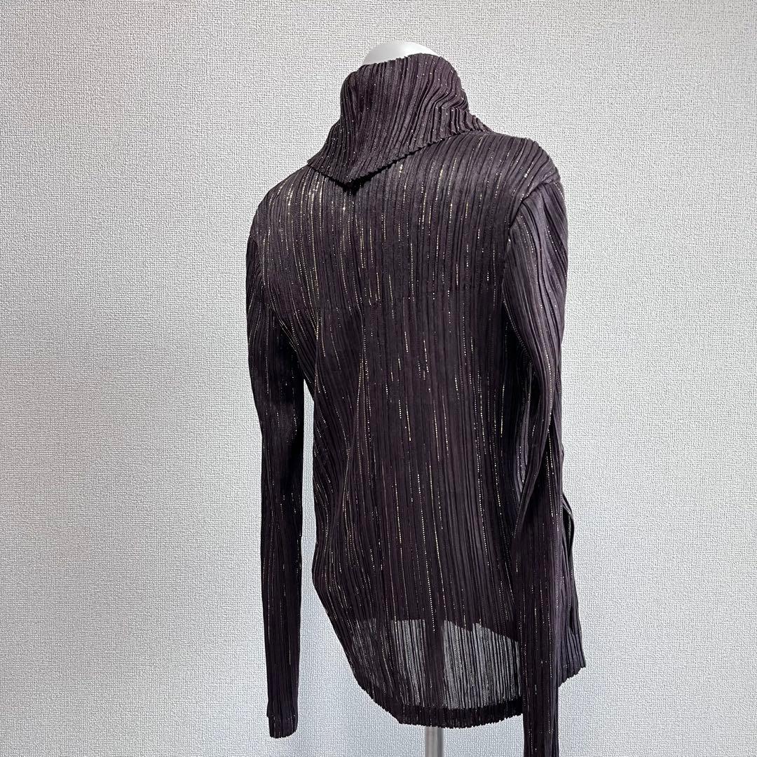 美品　イッセイミヤケ　ボリューム襟　ラメ　カーディガン　ジャケット　両ポケット付