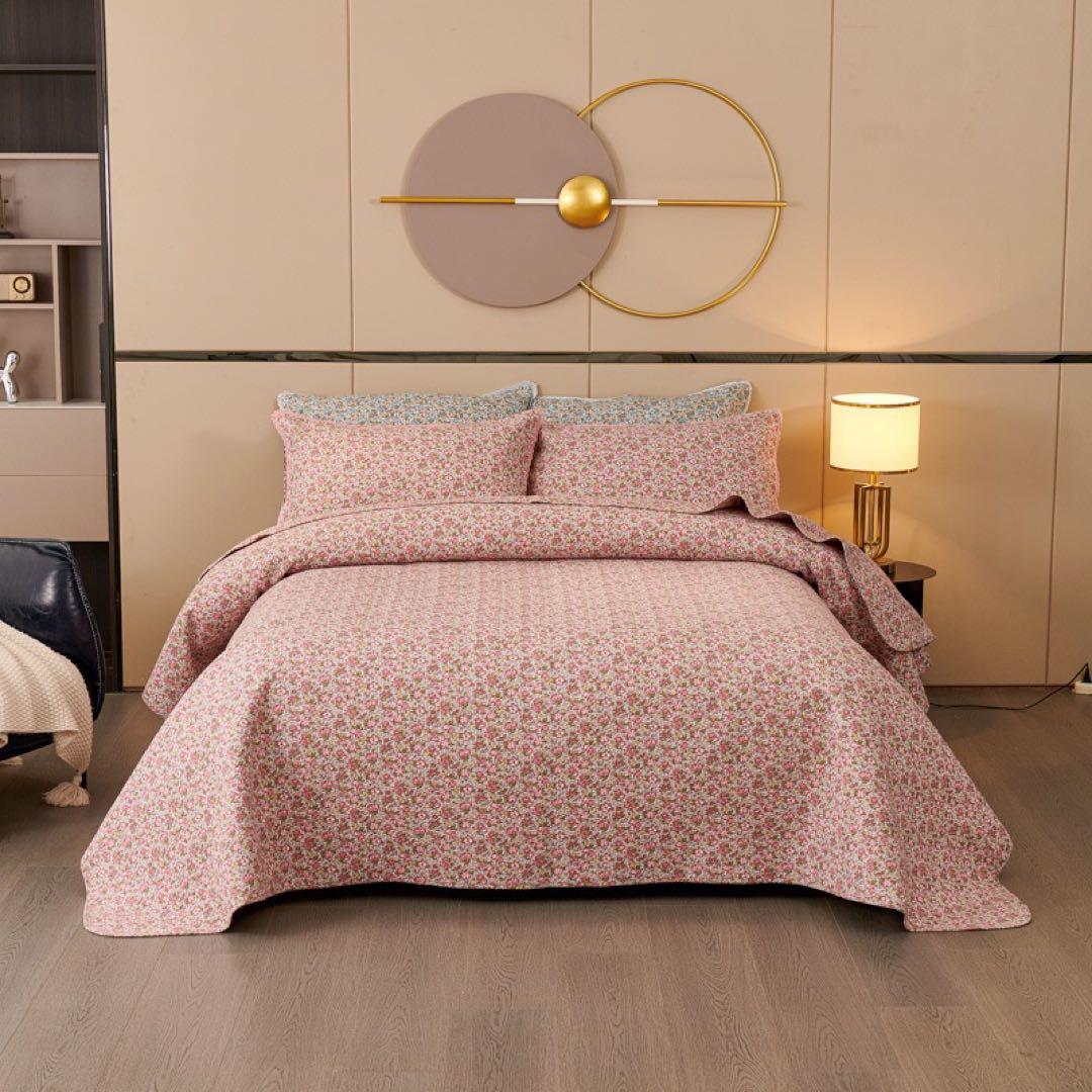 キルトベッドカバー3点セット綿マルチカバー キルティング DNF01