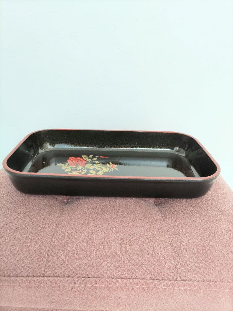 漆器 盆 3点セット 花柄 漆画山人 昭和レトロ ヴィンテージ 工芸品 民芸品