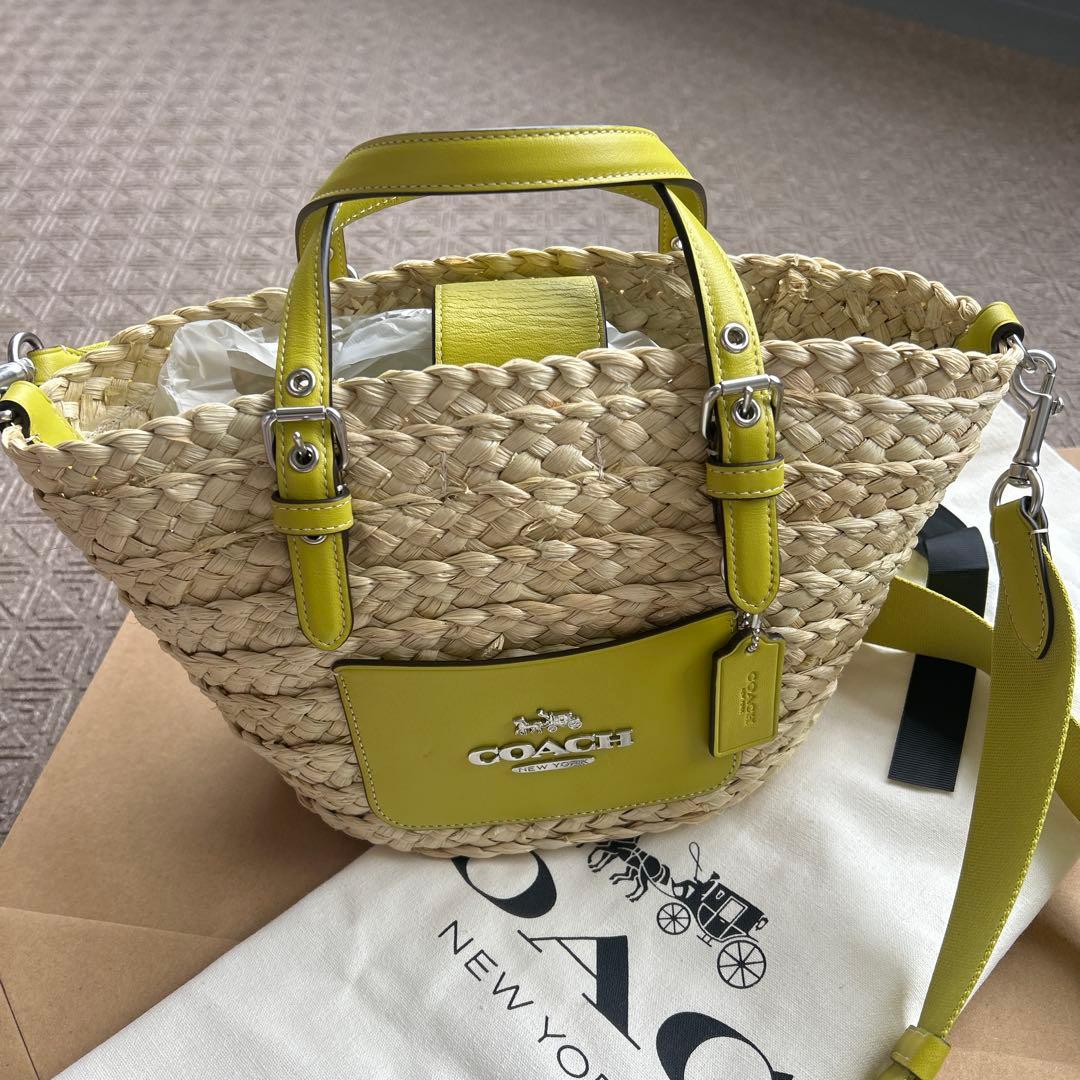COACH イエロー かごバッグ
