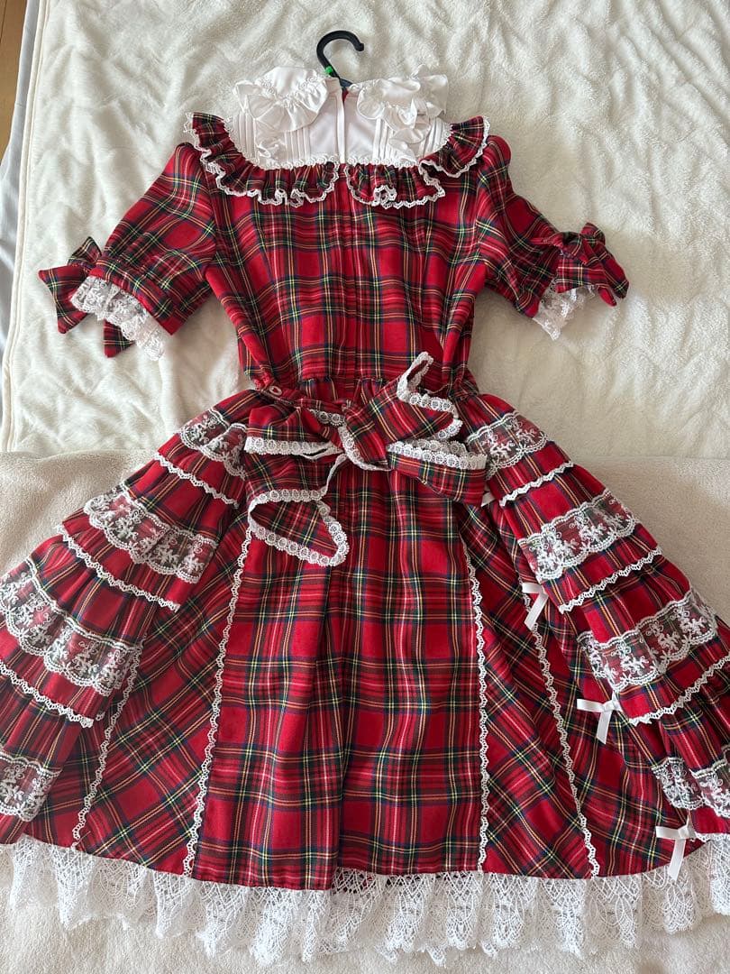 おまけ付き　アンドロミオ　タータンチェック ワンピース　赤