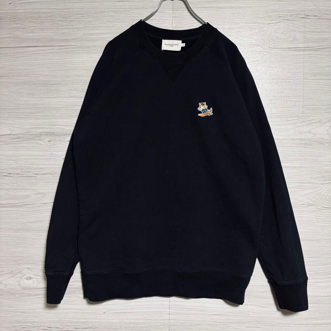 【人気デザイン】メゾンキツネ　スウェット　XLサイズ　ワンポイント刺繍ロゴ