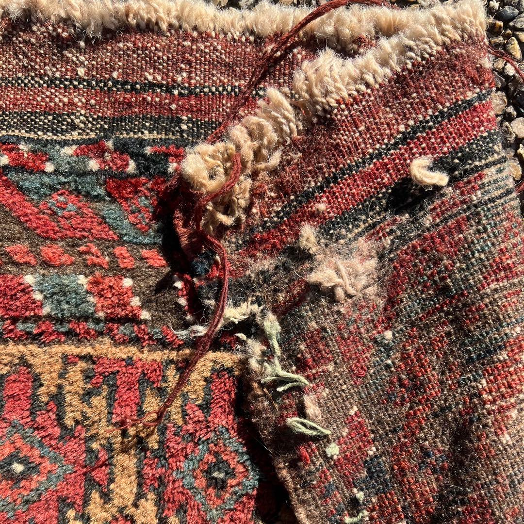 年末セール☆アンティーク絨毯 バルーチ族 バーリシトの袋表 手織りトライバルラグ