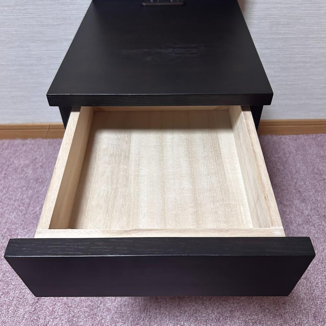 IDC　大塚家具　ナイトテーブル　棚付き　2個口　コンセント付　オーク材