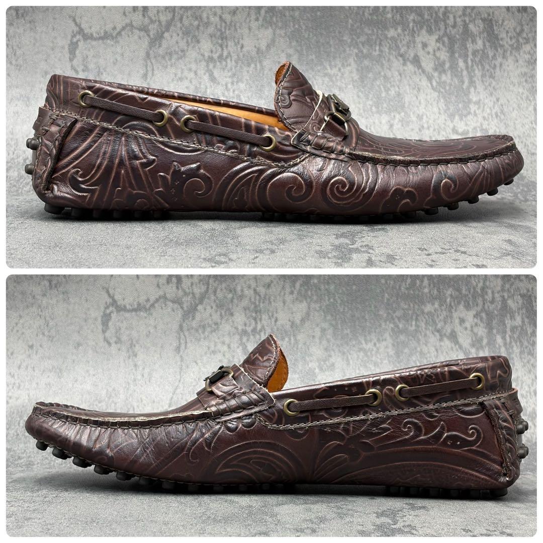 希少 エトロ ドライビングシューズ ペガソ ペイズリー レザー ビットローファー