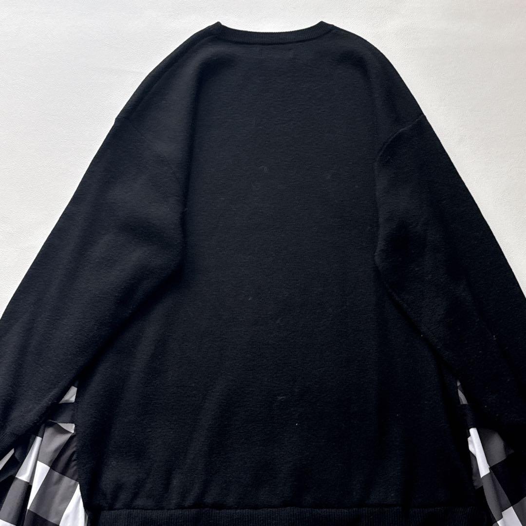 りさ様！！！！！ オブリ　ニットドッキングワンピース　　チェック柄　黒　リボン