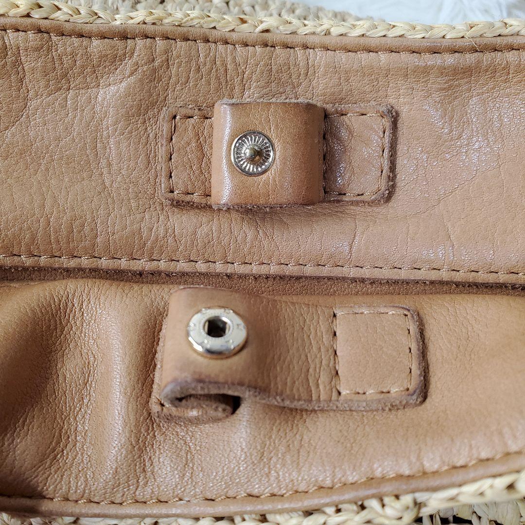 【美品】ヘレンカミンスキー ラフィア×レザー トートバッグ ベージュ