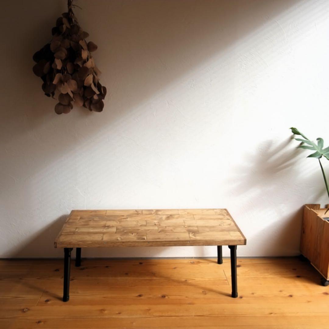 インダストリアル！無垢材の折りたたみテーブル【ハンドメイド家具】