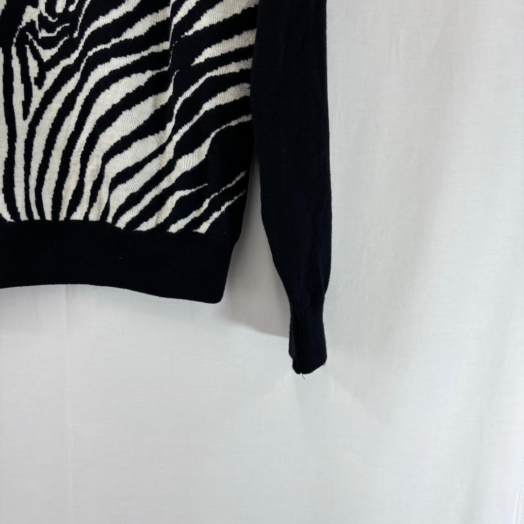 超希少⭐️ レオナール スポーツ ゼブラ柄 長袖 ニット セーター 刺繍ロゴ 黒